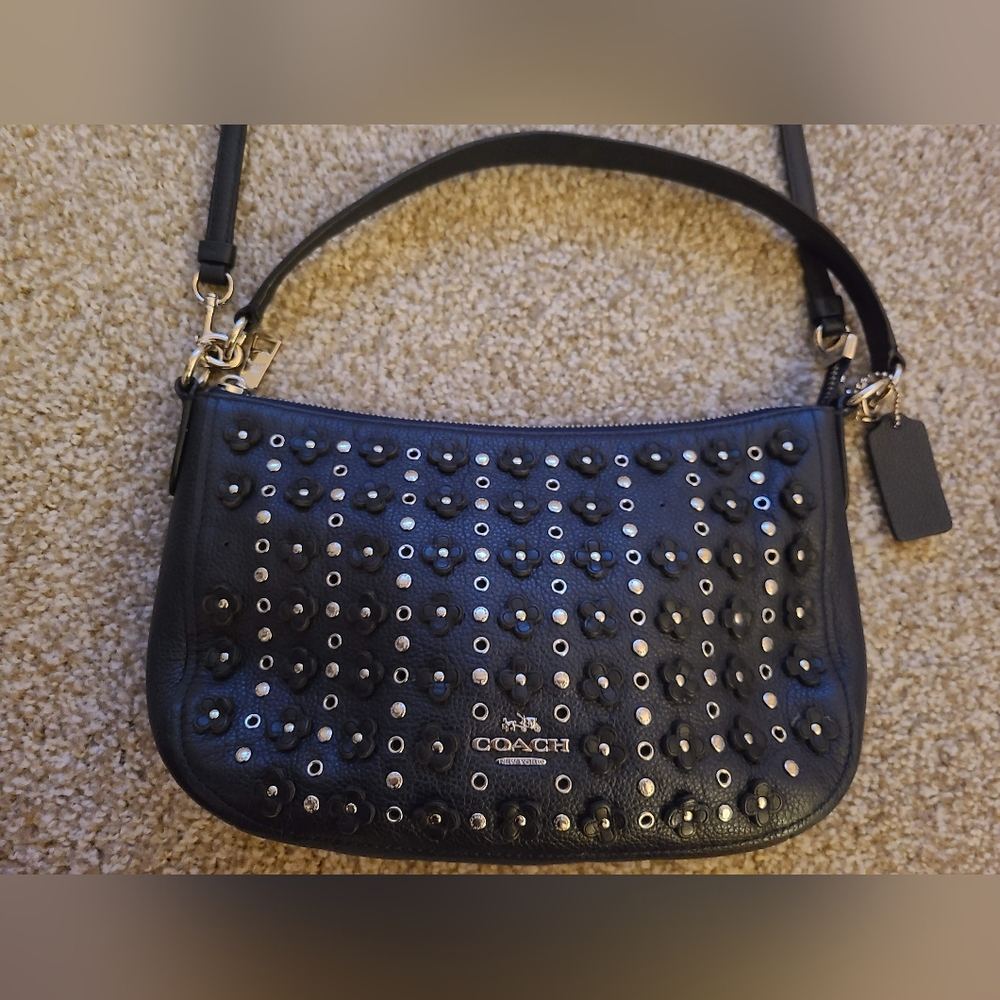 Coach Navy Studded Crossbody Bag